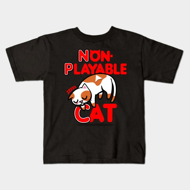 Cute Kawaii Funny NPC Meme Cat Gaming Inspired Gift For Gamers And Cat Lovers Kids T-Shirt by BoggsNicolas
